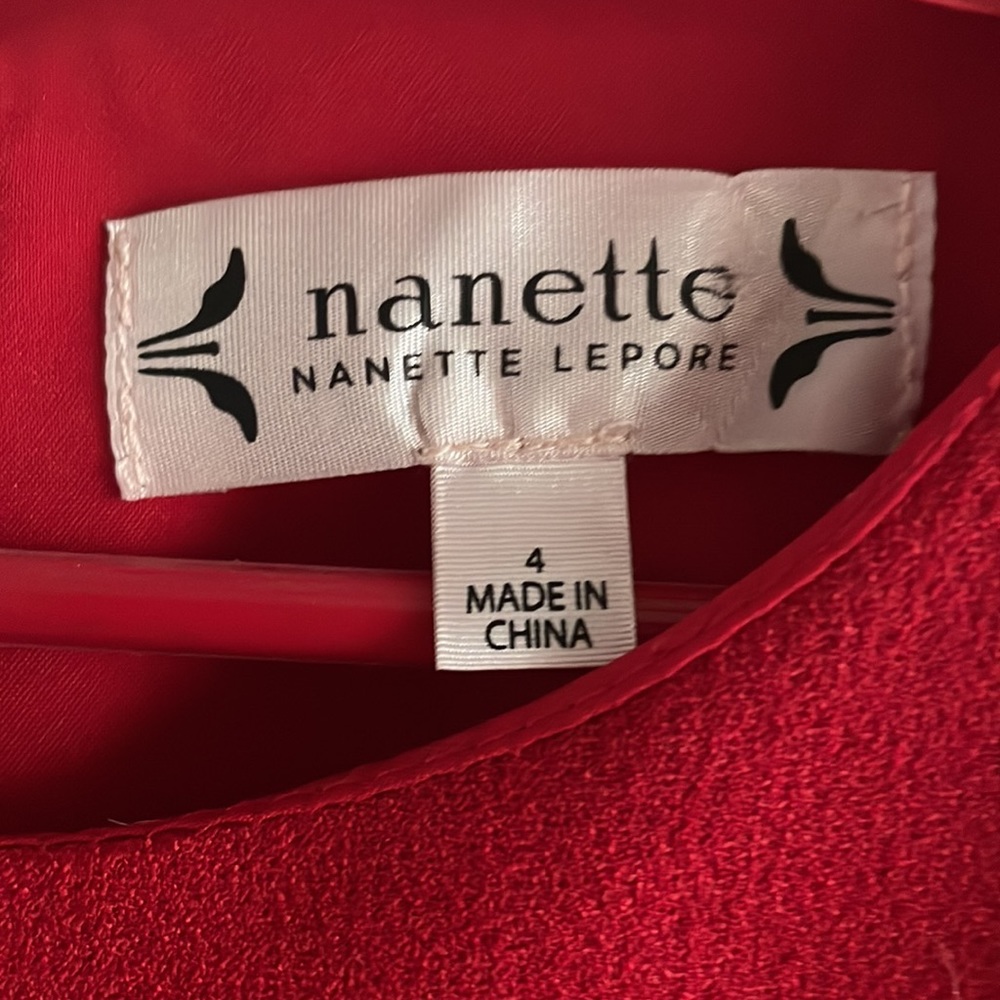 Bnwot Nanette Nanette Lepore sz4 red dress with black trim - Picture 4 of 6